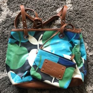 Ladies Nine West leather and platter handbag & clutch